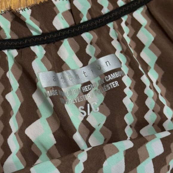 Attention Teal and Brown Slip Dress Size Small Adjustable Straps Costal Cowgirl - Picture 5 of 8